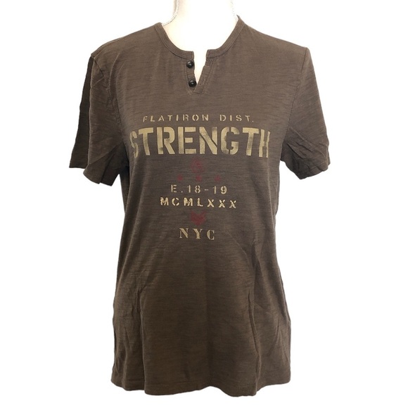 EXPRESS Graphic Tee Shirt "Strength" Women's Size Small Brown Neutral - Picture 8 of 8